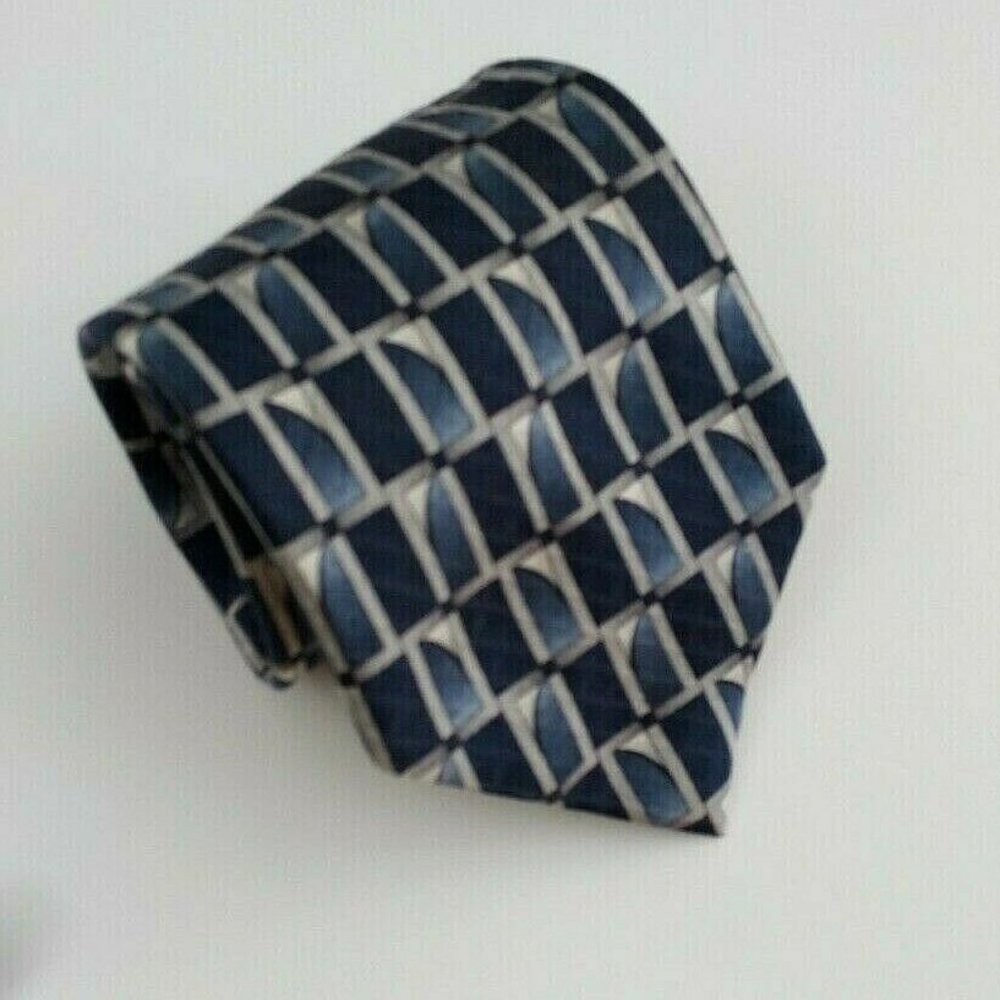 Beau Brummel Soho Tie 55.5 x 3.75 Blue Silver Geo